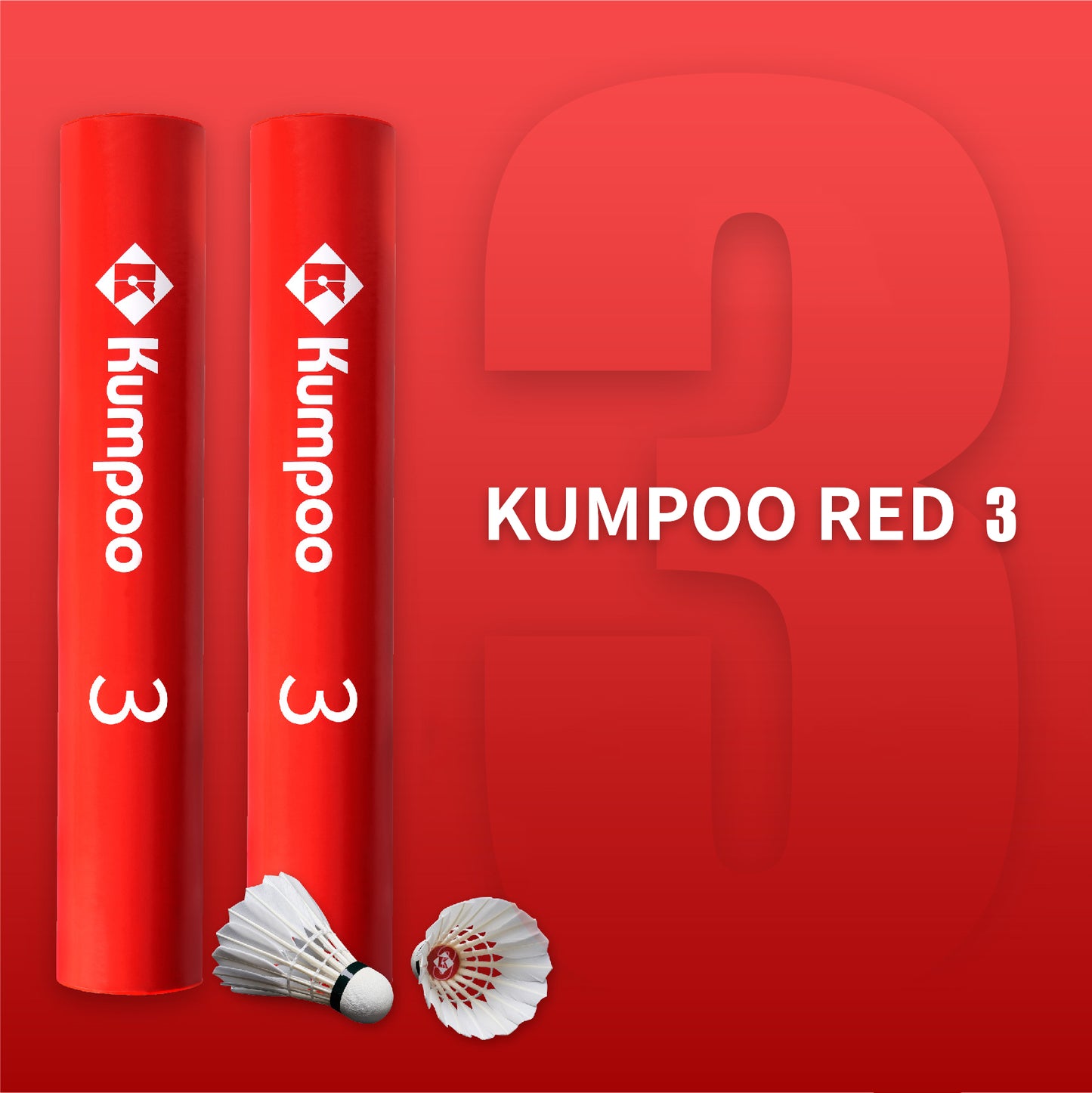 KUMPOO RED 3 SHUTTLECOCKS