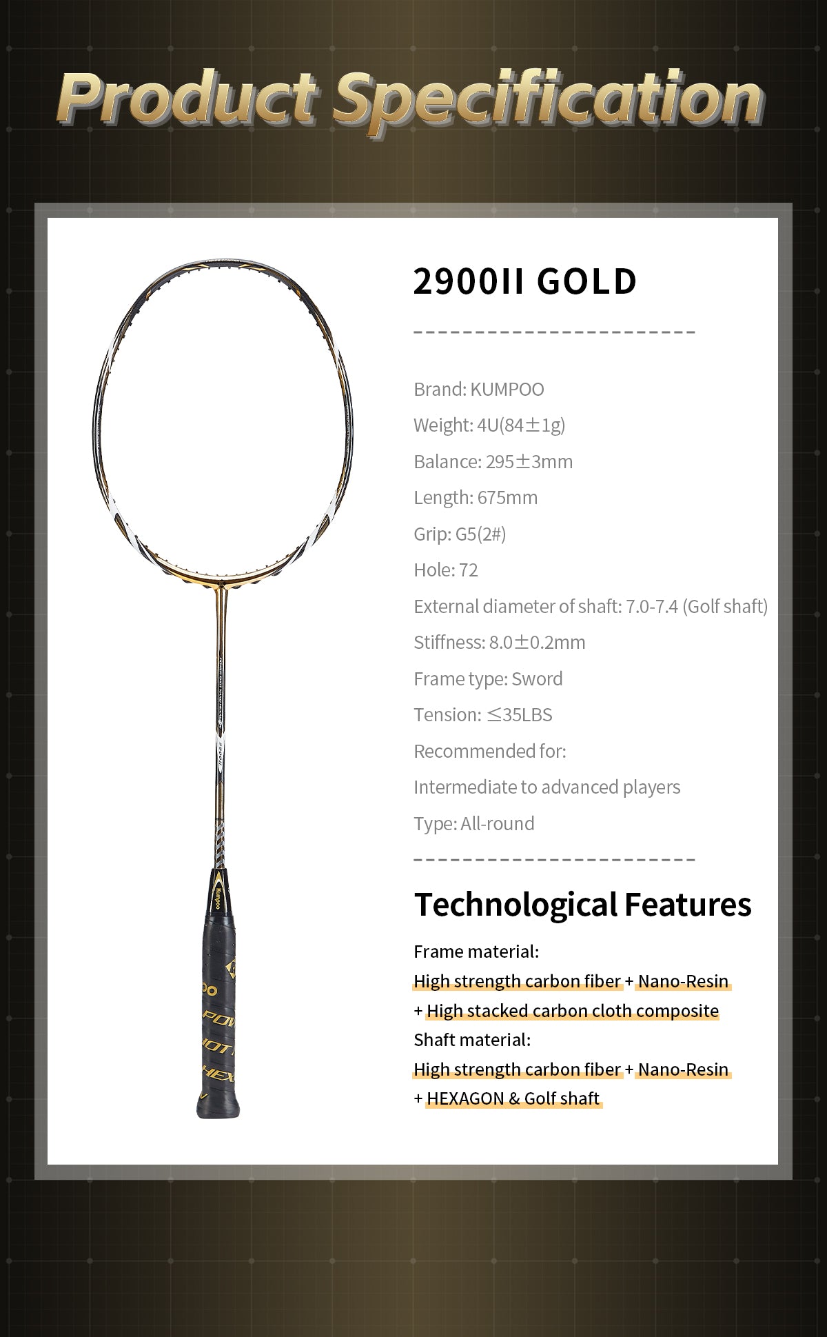 KUMPOO 2900II 4U RACKET